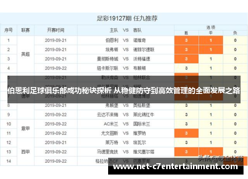 伯恩利足球俱乐部成功秘诀探析 从稳健防守到高效管理的全面发展之路