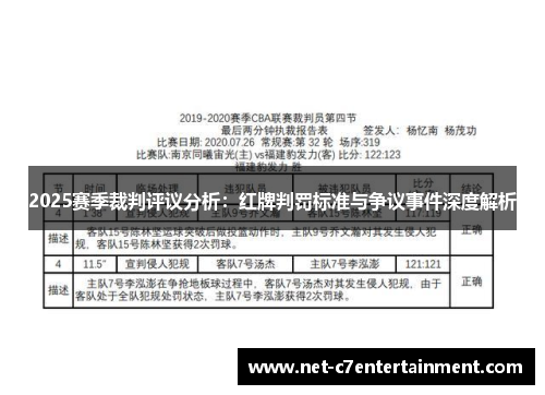 2025赛季裁判评议分析：红牌判罚标准与争议事件深度解析