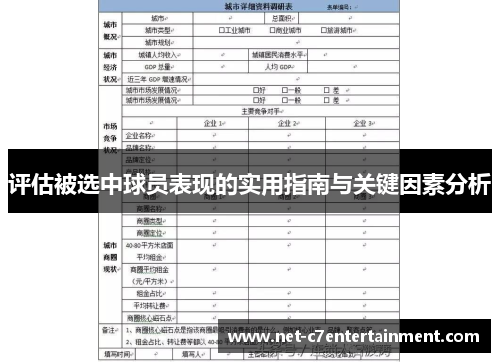 评估被选中球员表现的实用指南与关键因素分析 评估被选中球员表现的实用指南与关键因素分析