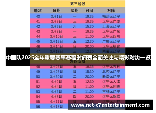 中国队2025全年重要赛事赛程时间表全面关注与精彩对决一览